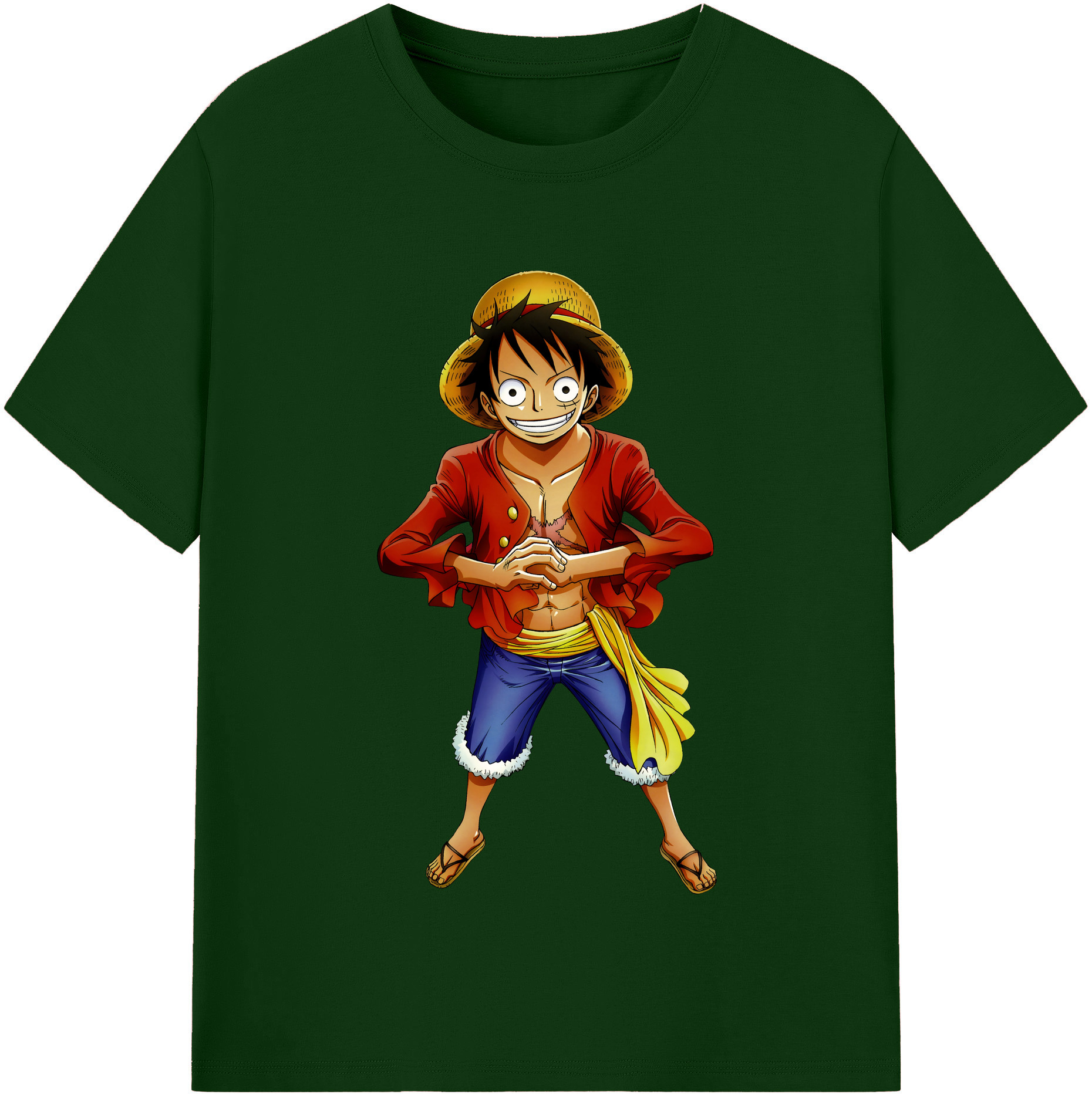 ワンピース モンキー・D・ルフィ ONE PIECE Monkey D. Luffy 綿100％半袖Tシャツ（フロントプリント）